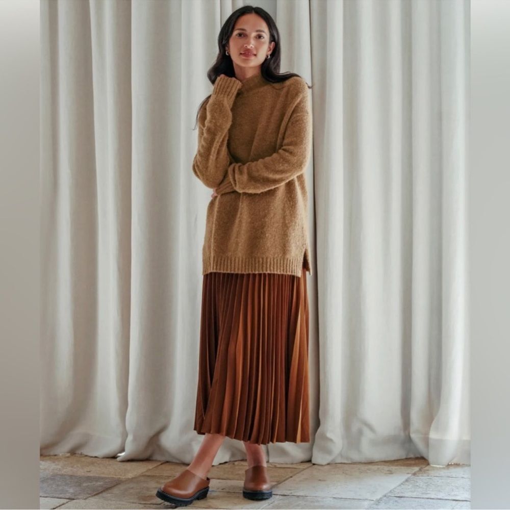 JENNI KAYNE Alpaca Mockneck Pullover In Tan Color Size M